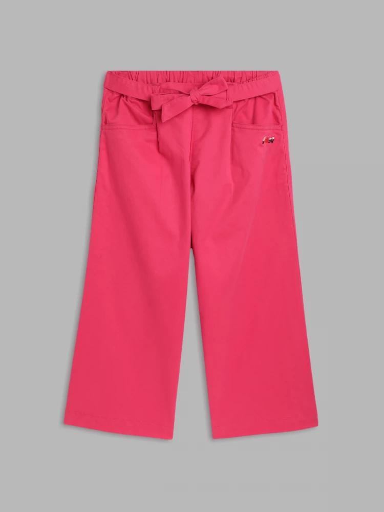 pink solid straight fit culotte