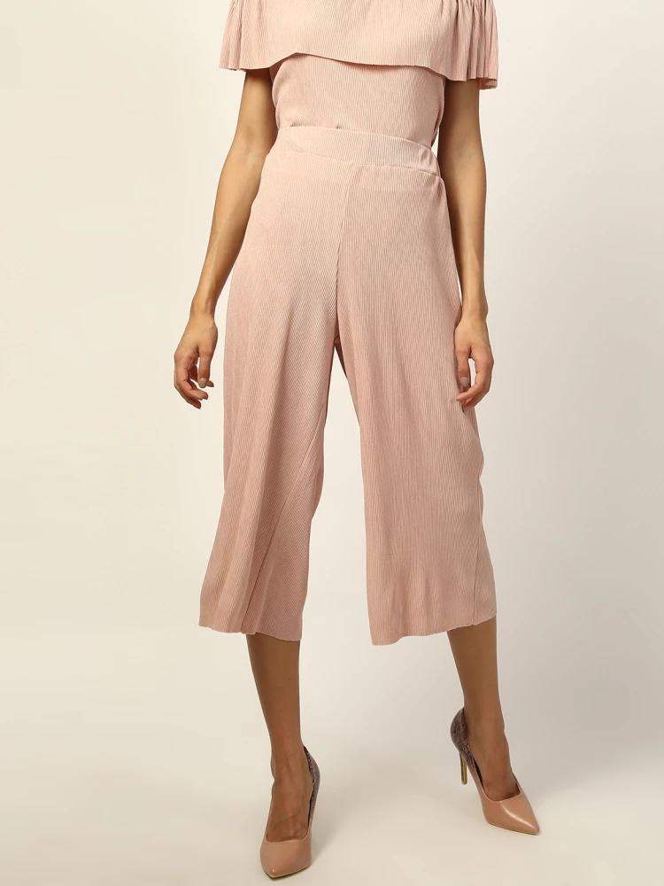 pink solid straight fit trouser