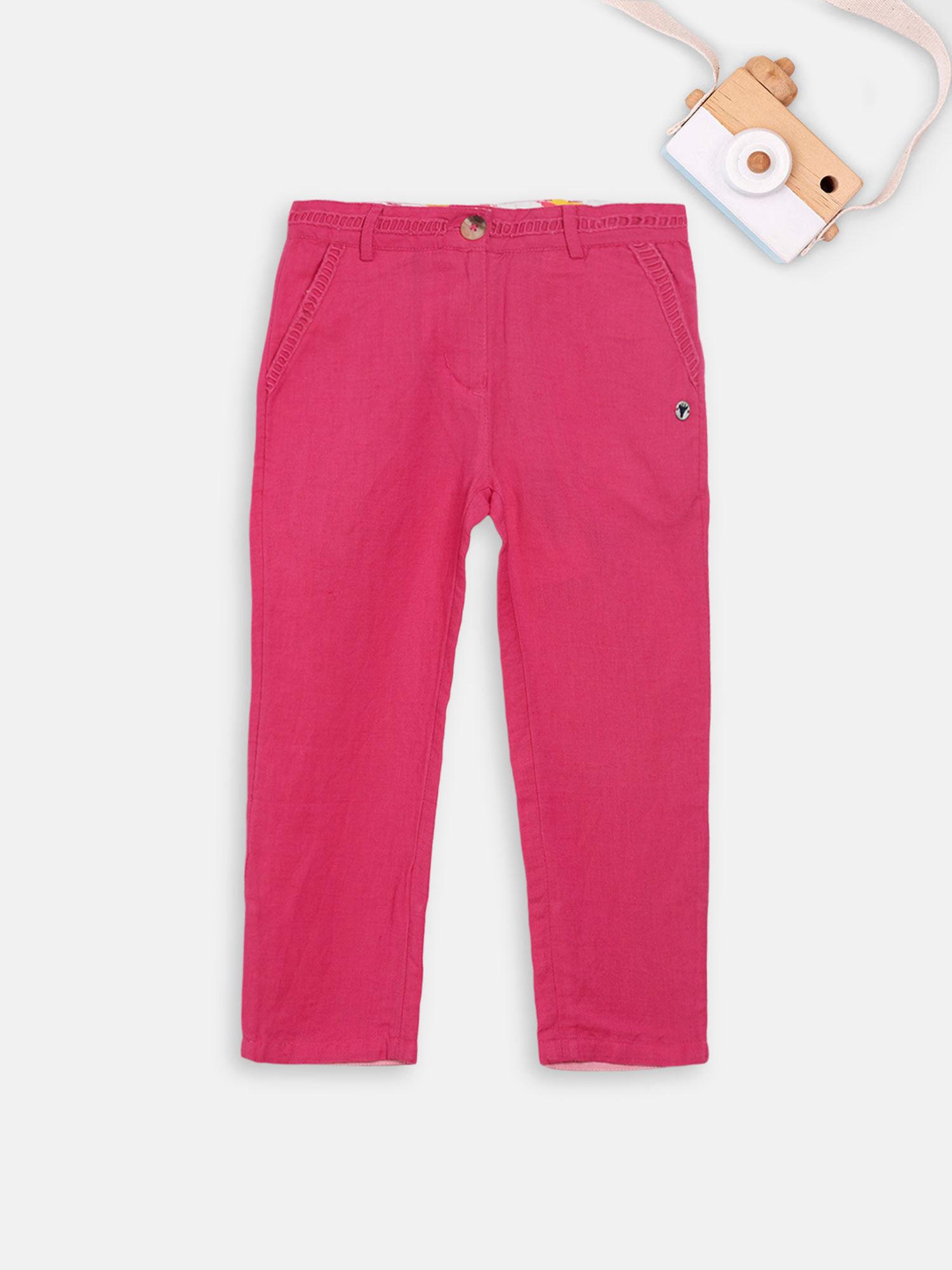 pink solid trouser