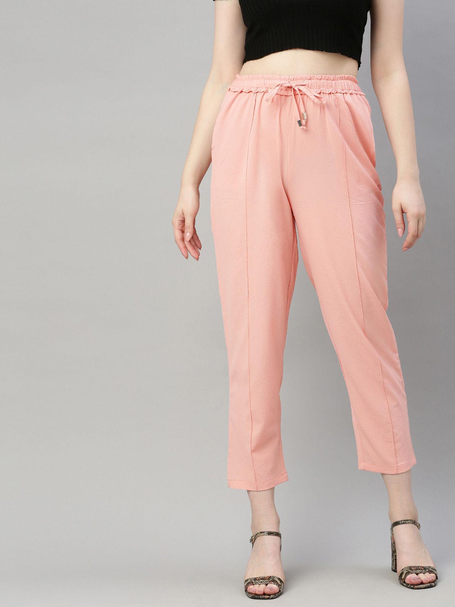 pink solid trouser