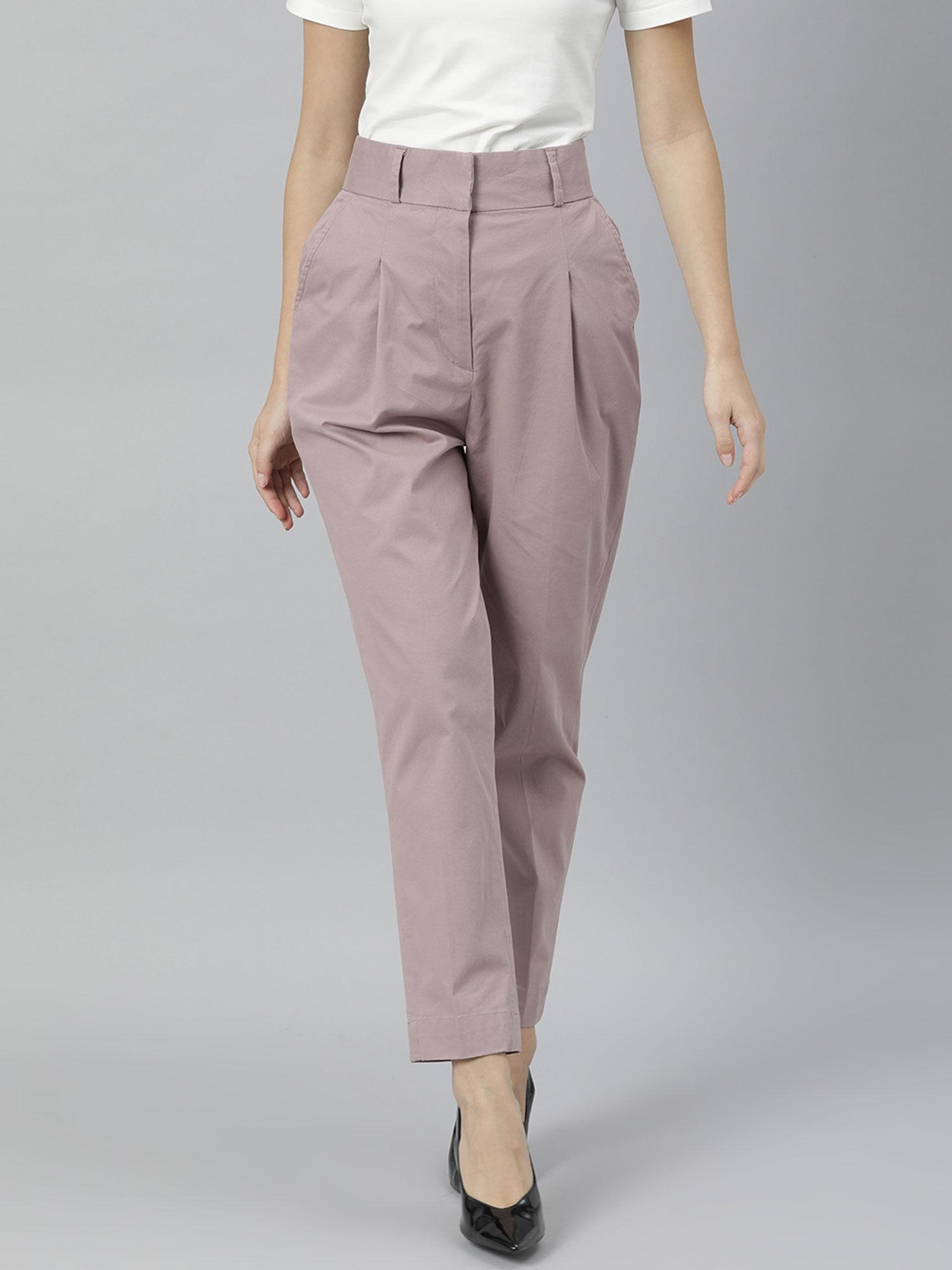 pink solid trouser