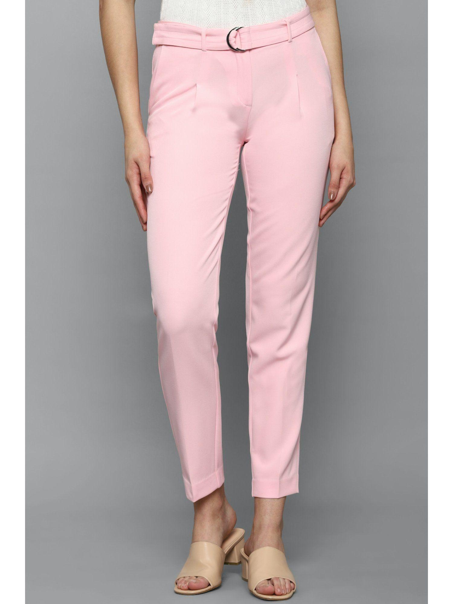 pink solid trousers (set of 2)