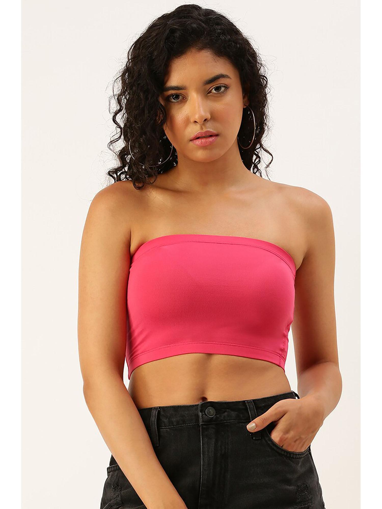 pink solid tube top