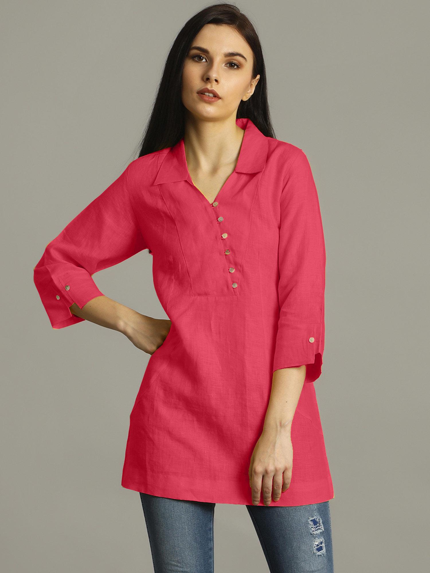 pink solid tunic