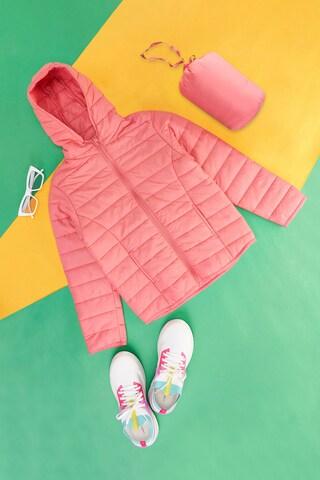 pink solid winter wear full sleeves regular hood girls regular fit jacket