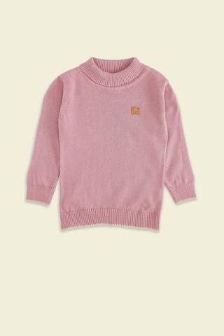 pink solid winter wear full sleeves turtle neck baby regular fit sweater