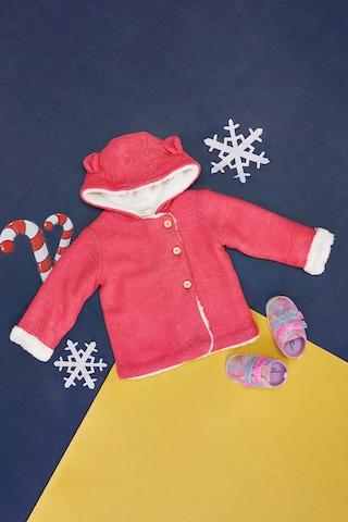 pink solid winterwear full sleeves  baby regular fit  sweater