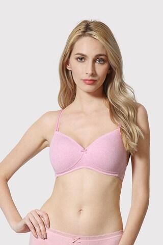 pink solid women regular fit bra