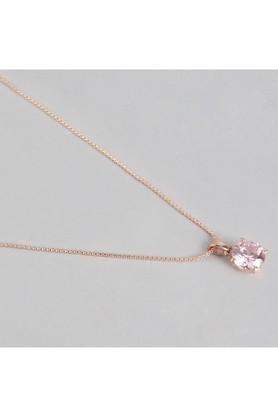 pink solitaire rose gold plated 925 sterling silver necklace