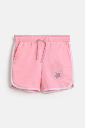 pink star cotton shorts for girls - pink