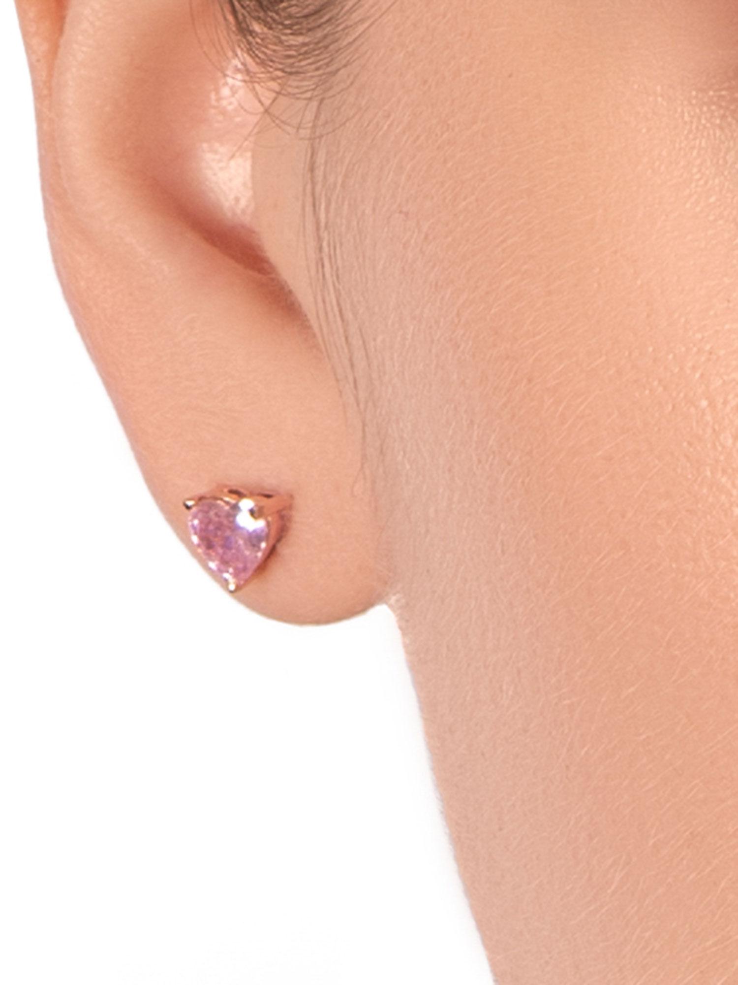 pink stone rose gold plating scarlet stud