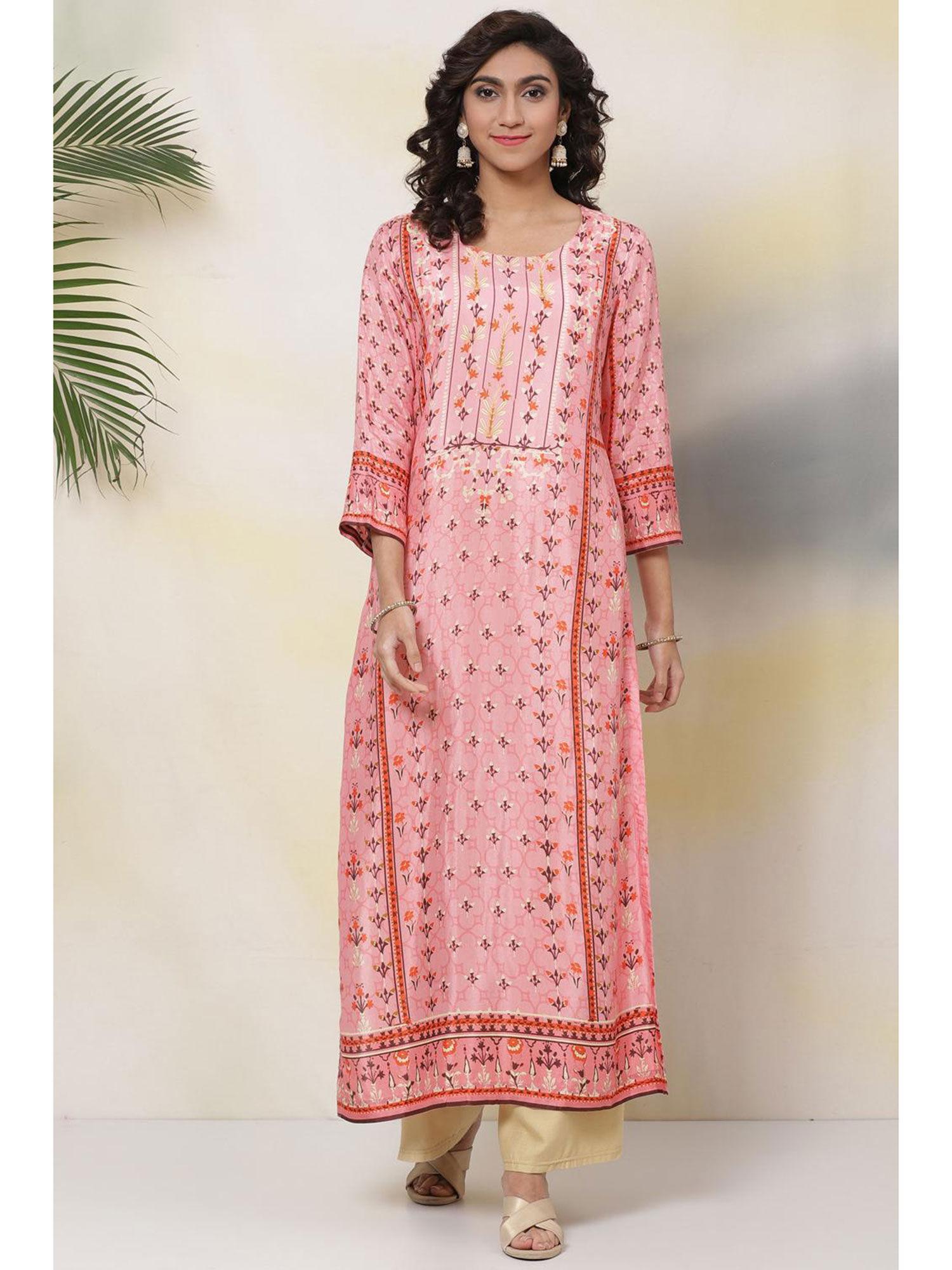 pink straight kurta