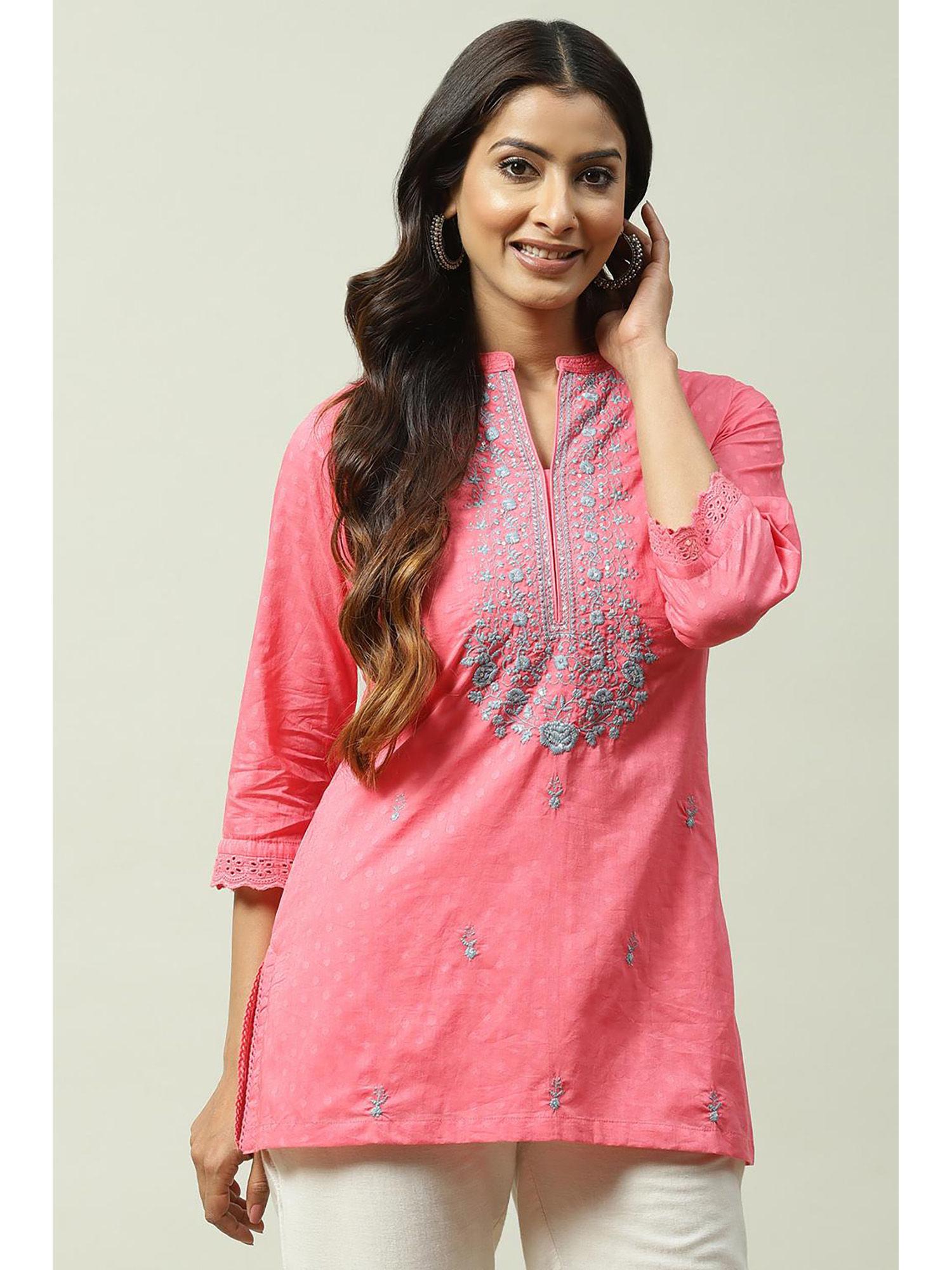 pink straight kurti