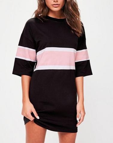 pink strip tee- dress