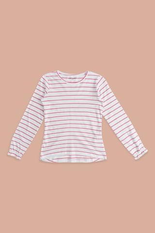 pink stripe casual full sleeves round neck girls regular fit blouse