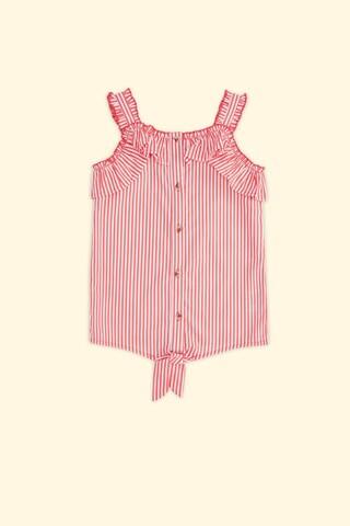 pink stripe casual sleeveless strappy neck girls regular fit top