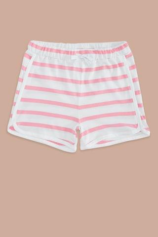 pink stripe knee length casual girls regular fit shorts