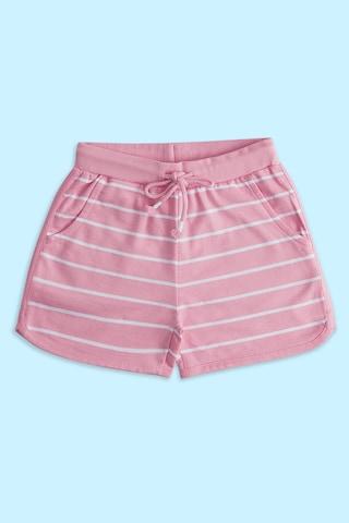 pink stripe knee length casual girls regular fit shorts