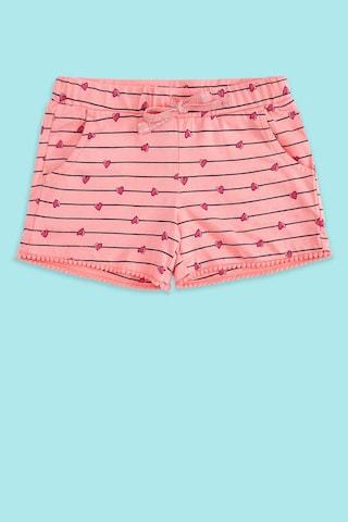 pink stripe thigh-length casual girls regular fit shorts