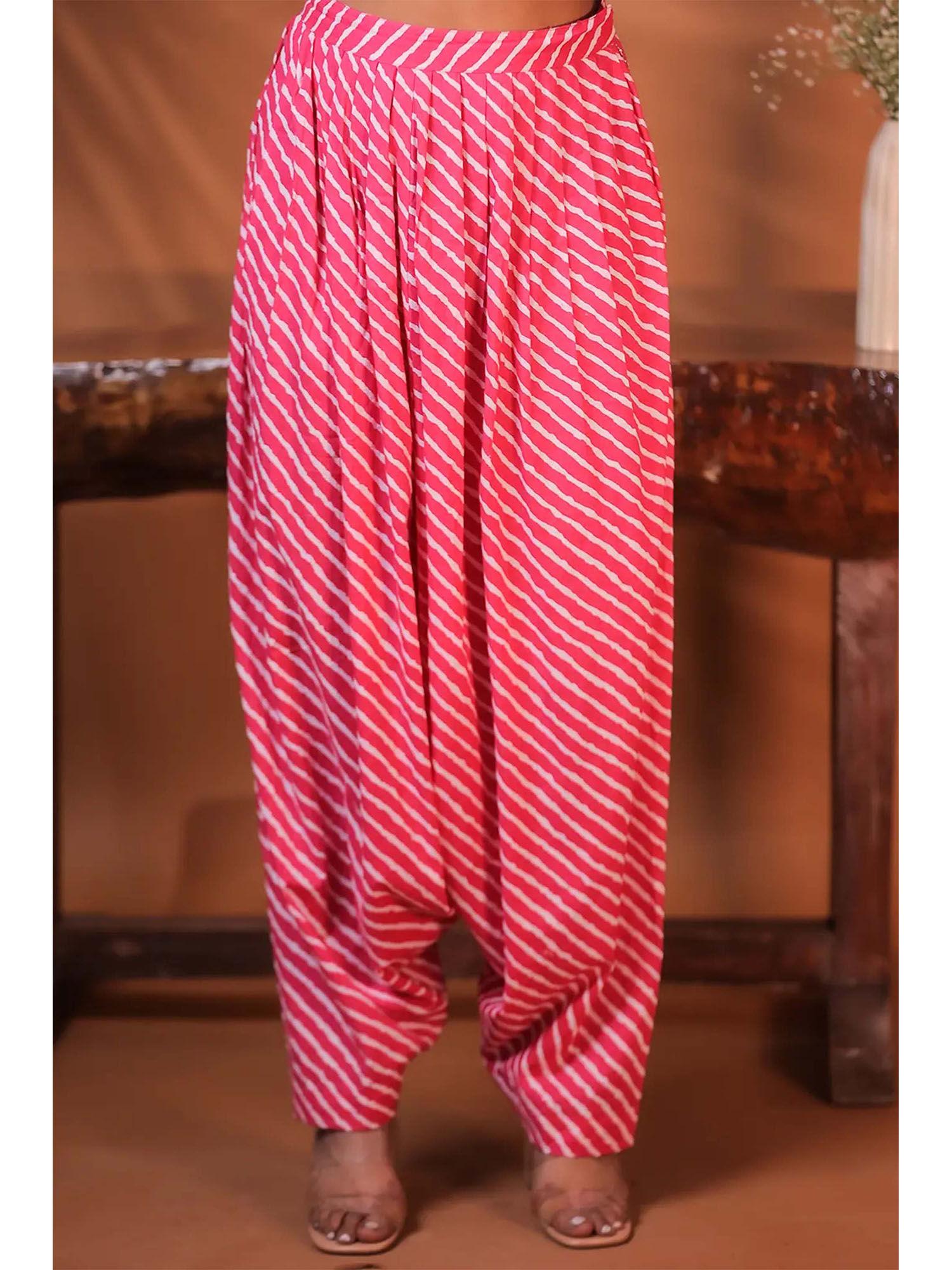 pink striped cotton dhoti pants