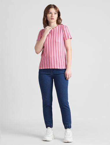 pink striped t-shirt