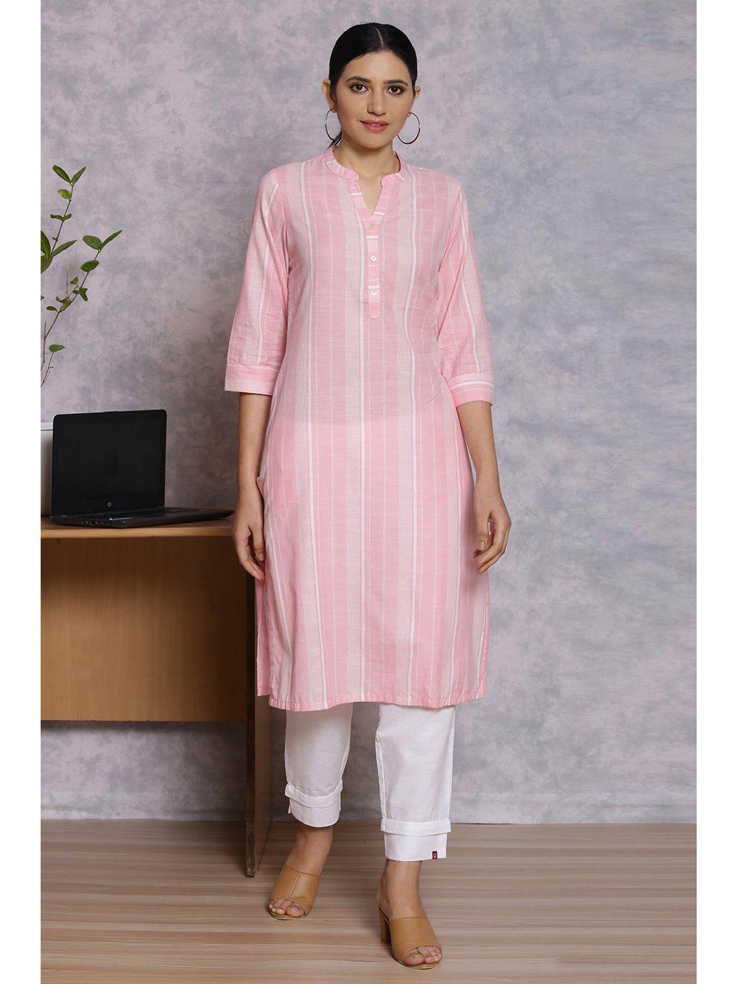 pink stripes kurta