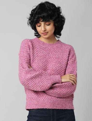 pink structured knit pullover