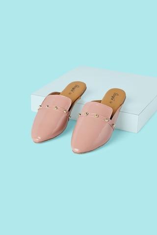 pink studed casual women flat shoes