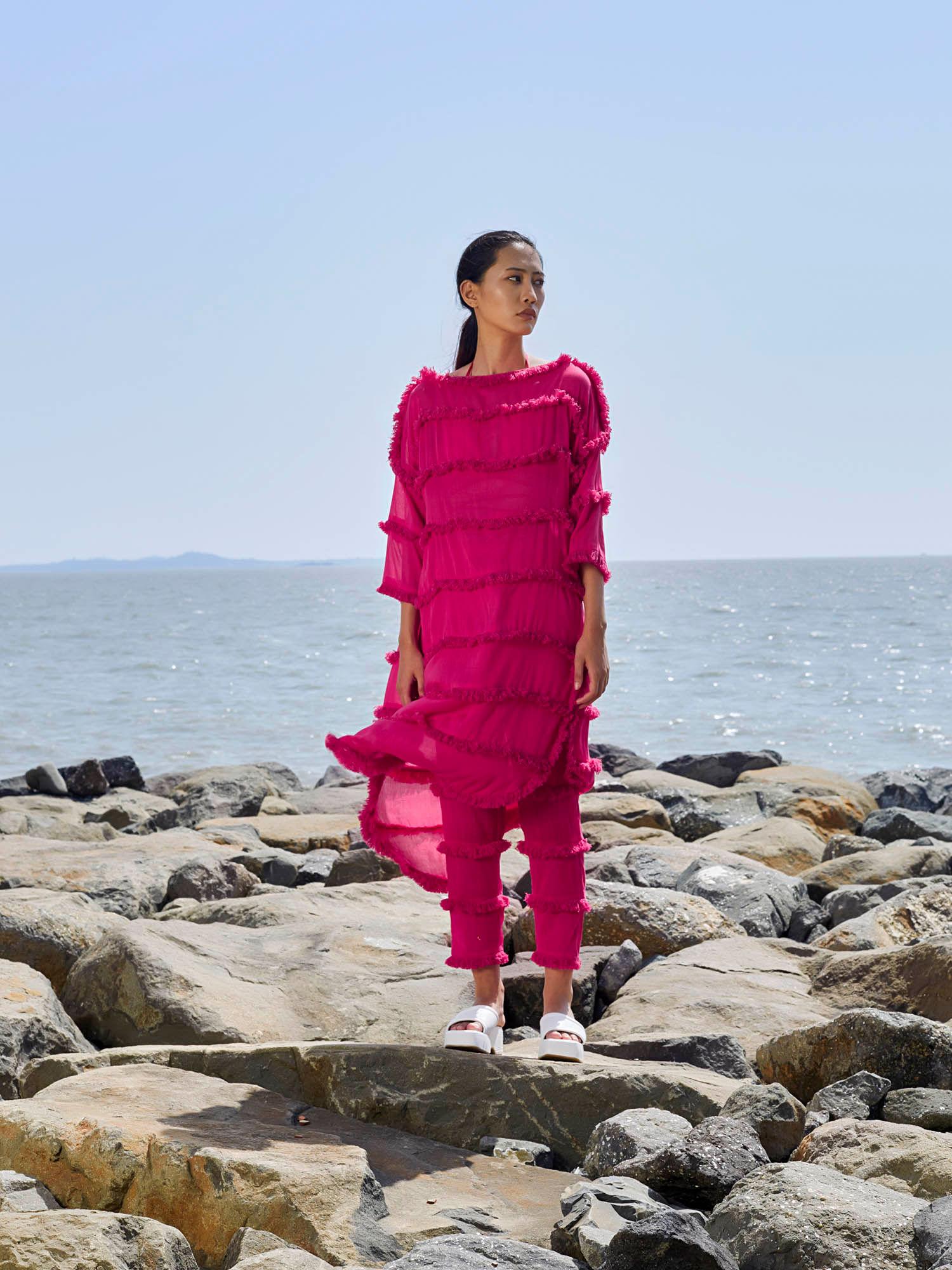 pink tassel tier tunic