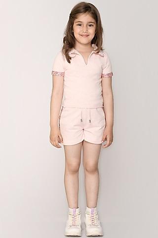 pink terrycot co-ord set for girls