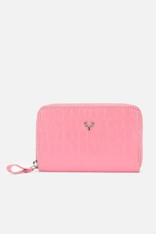 pink textured casual polyurethane women wallet