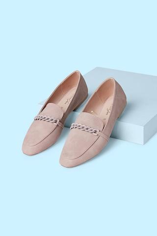 pink textured casual women loafers