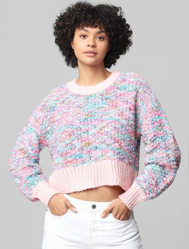 pink textured pullover