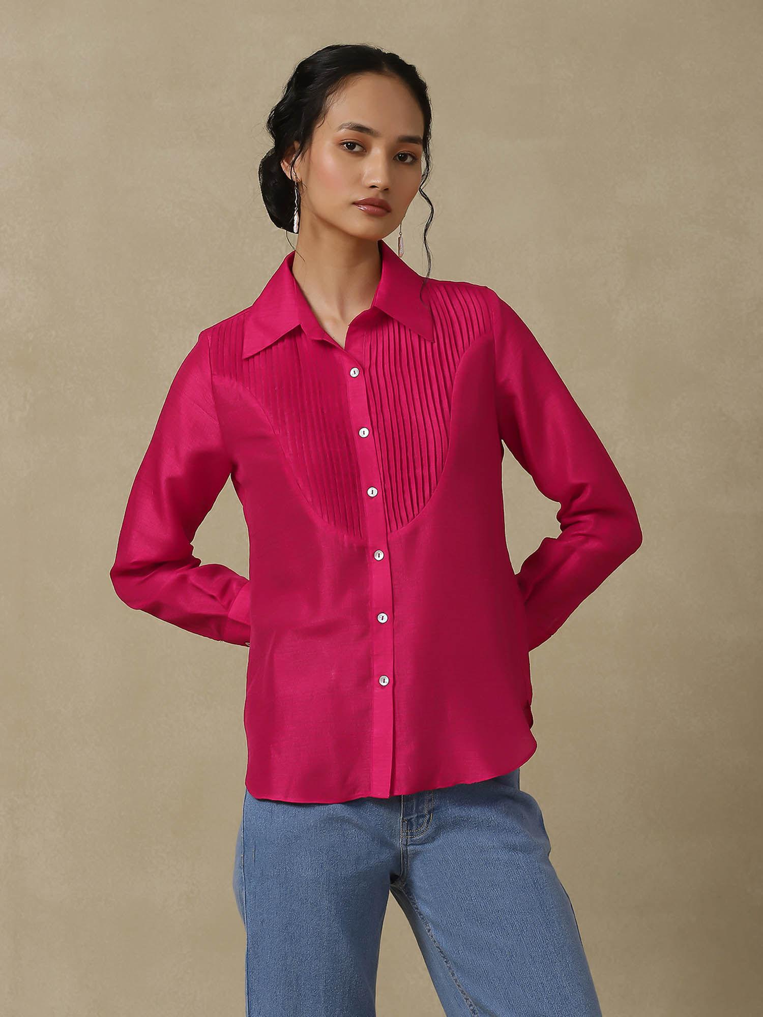 pink textured shirt