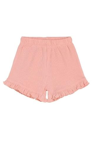pink textured thigh-length casual girls regular fit shorts
