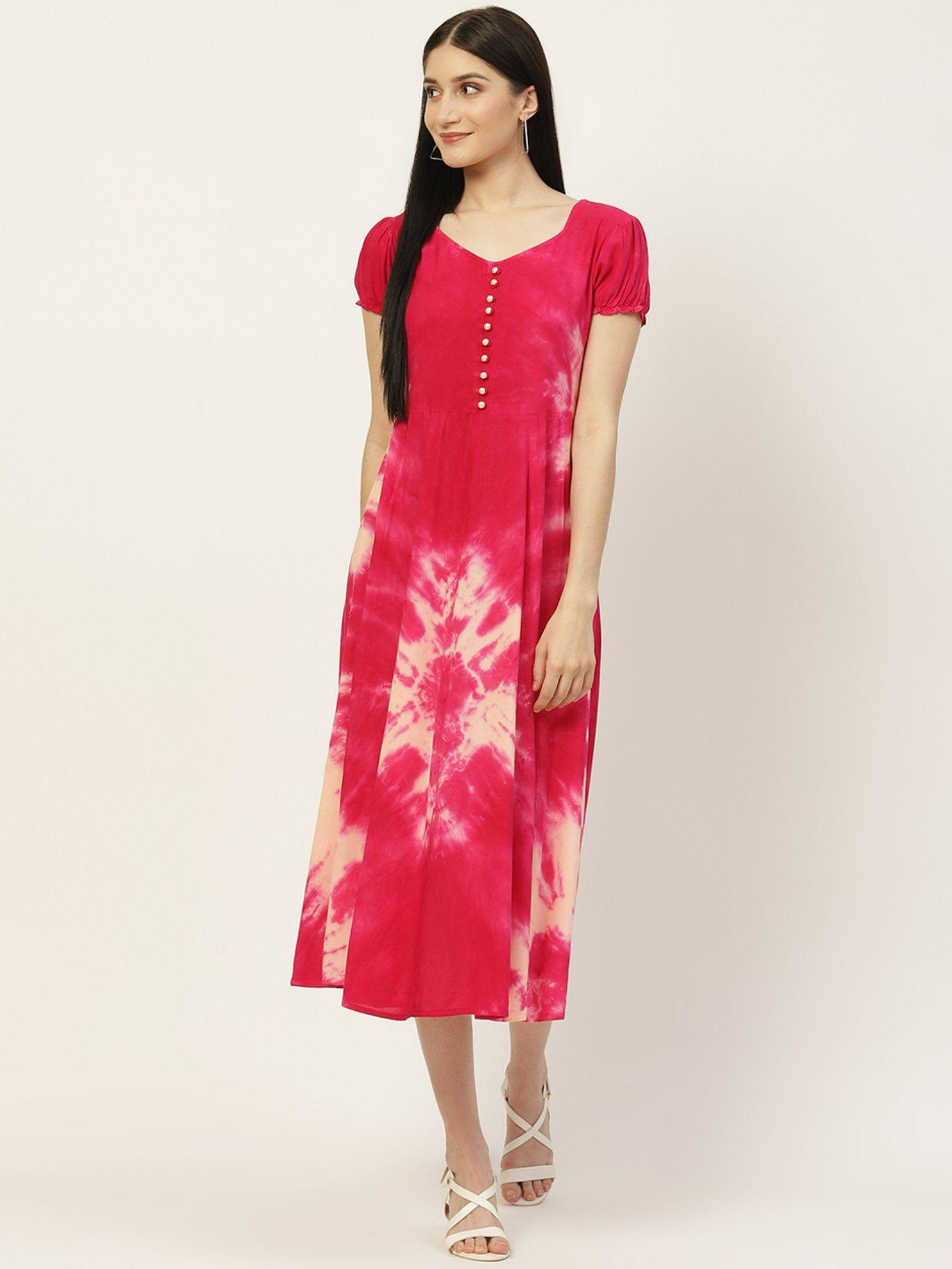 pink tie & dyed anarkali dress