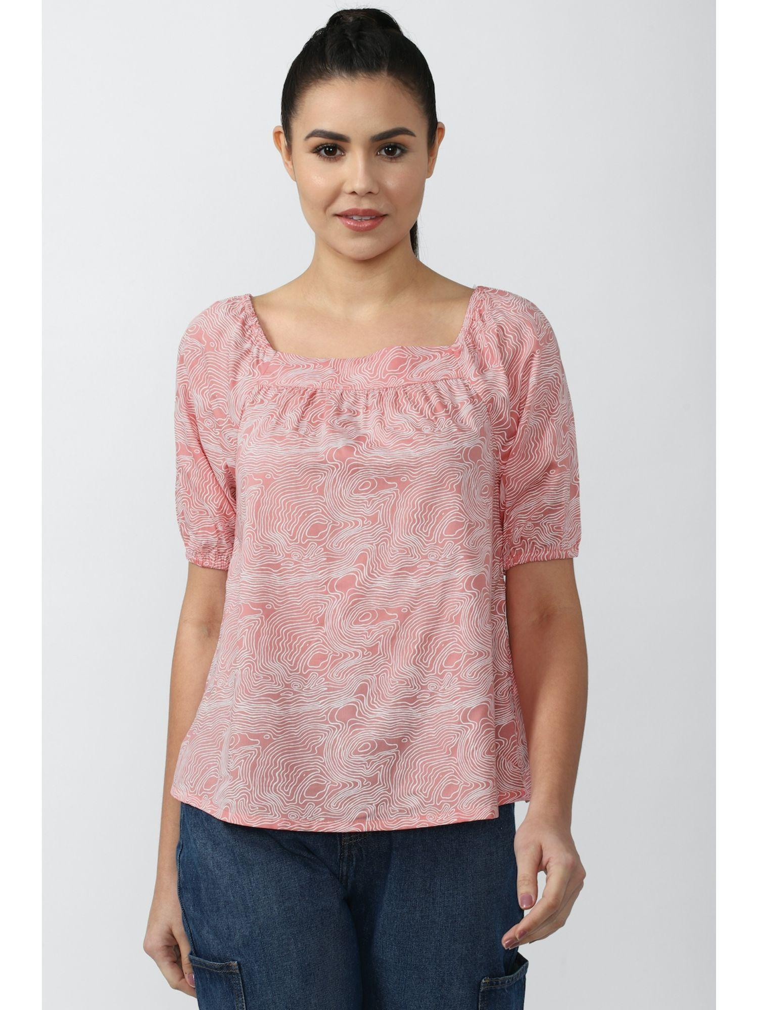 pink top printed