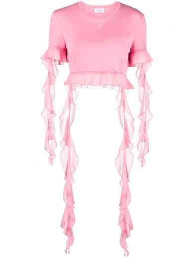 pink top ruffle details