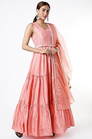 pink tussar gown