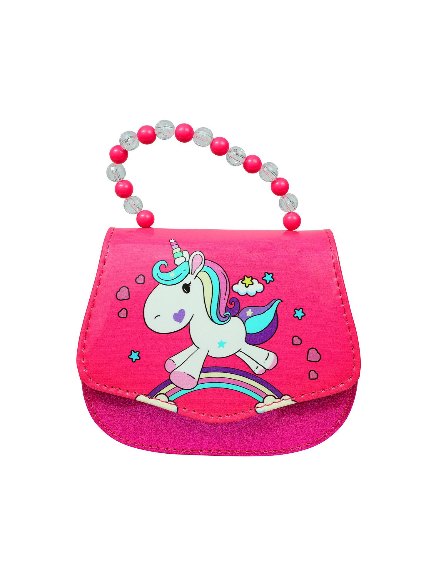 pink unicorn beaded handle sling bag