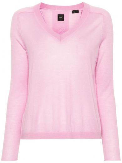 pink v-neck sweater