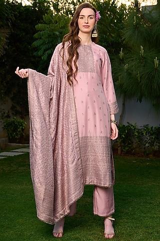 pink vegan silk kurta set