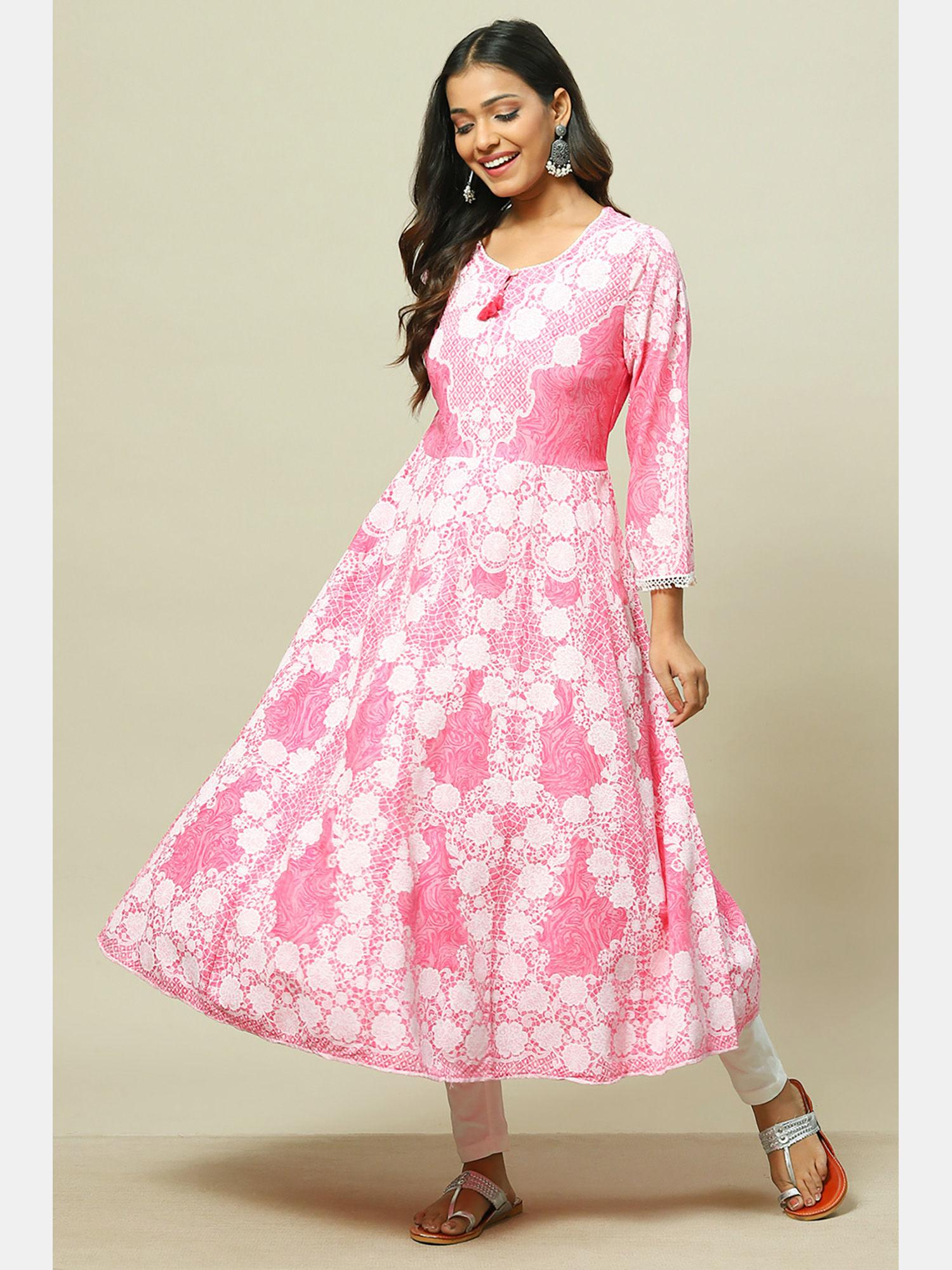 pink viscose kalidar anarkali kurta