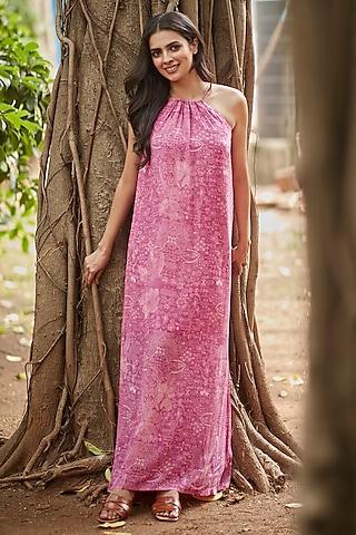 pink viscose natural crepe tent maxi dress