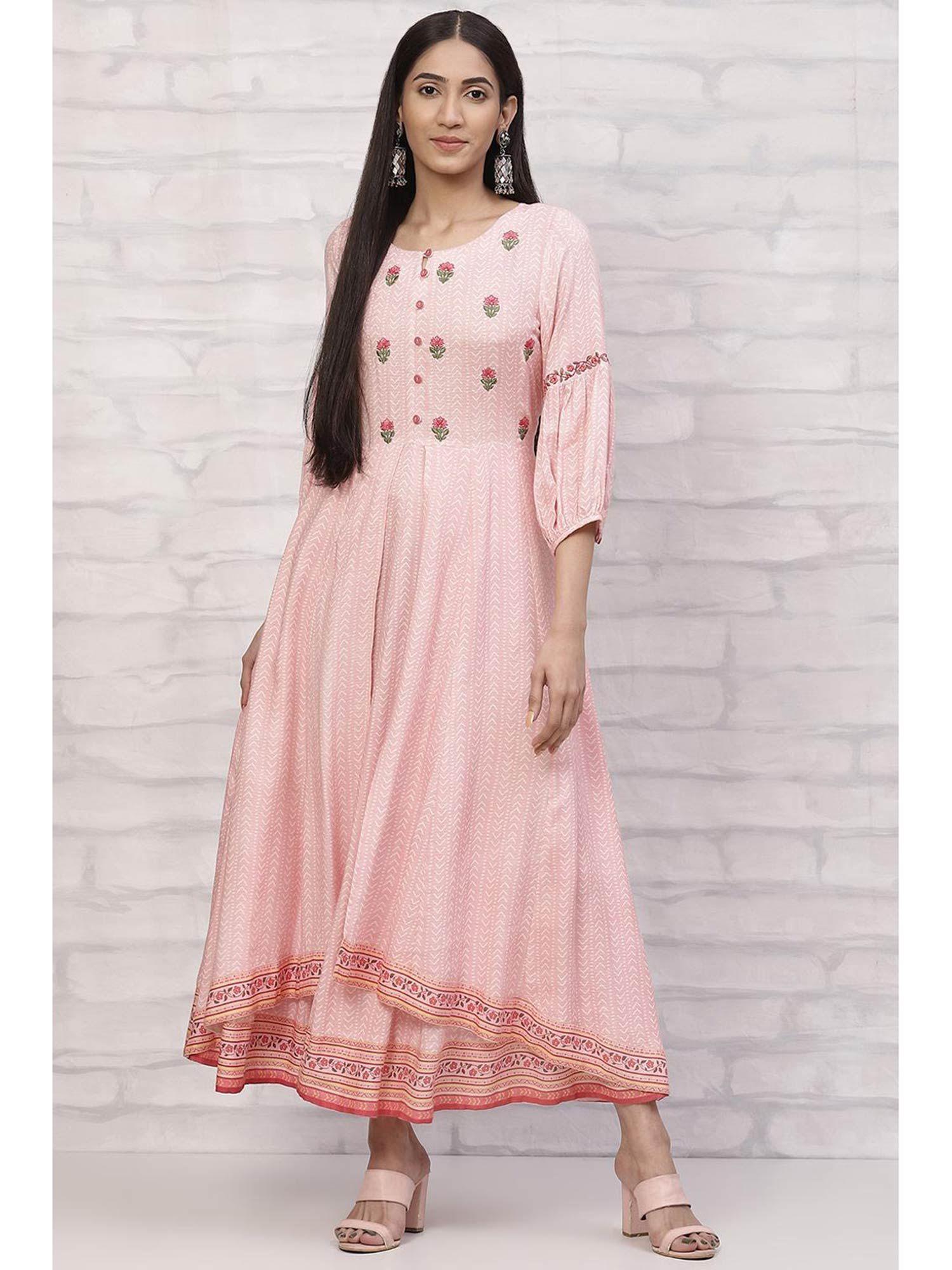 pink viscose rayon kalidar dress