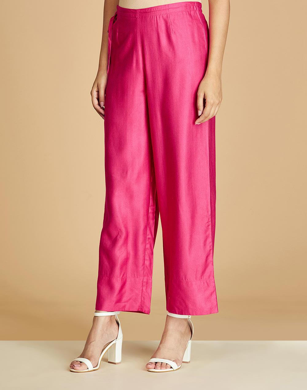 pink viscose silk ankle length ijar pant