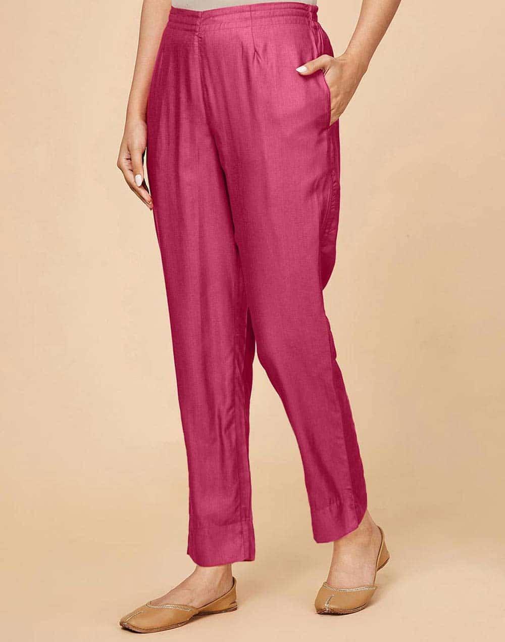 pink viscose silk ethnic pant