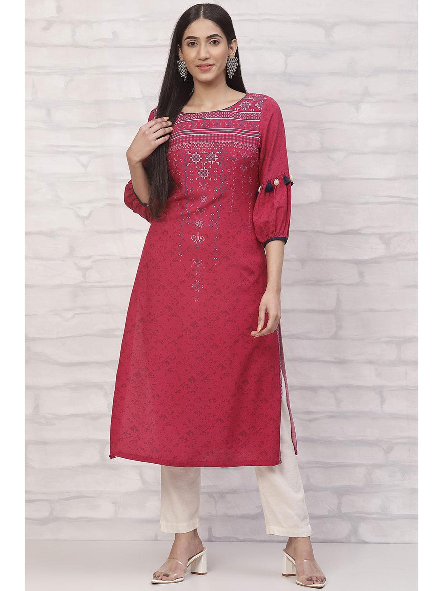 pink viscose straight kurta