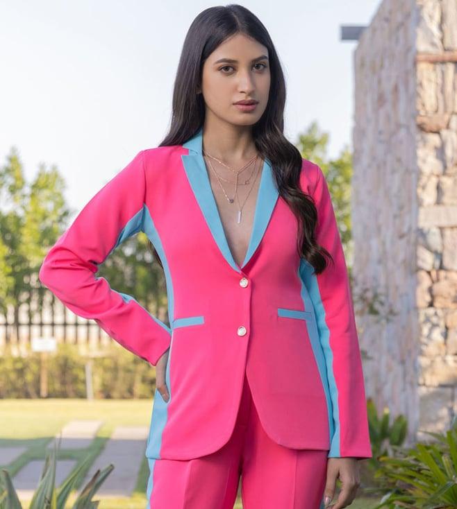 pink viva cyan blazer