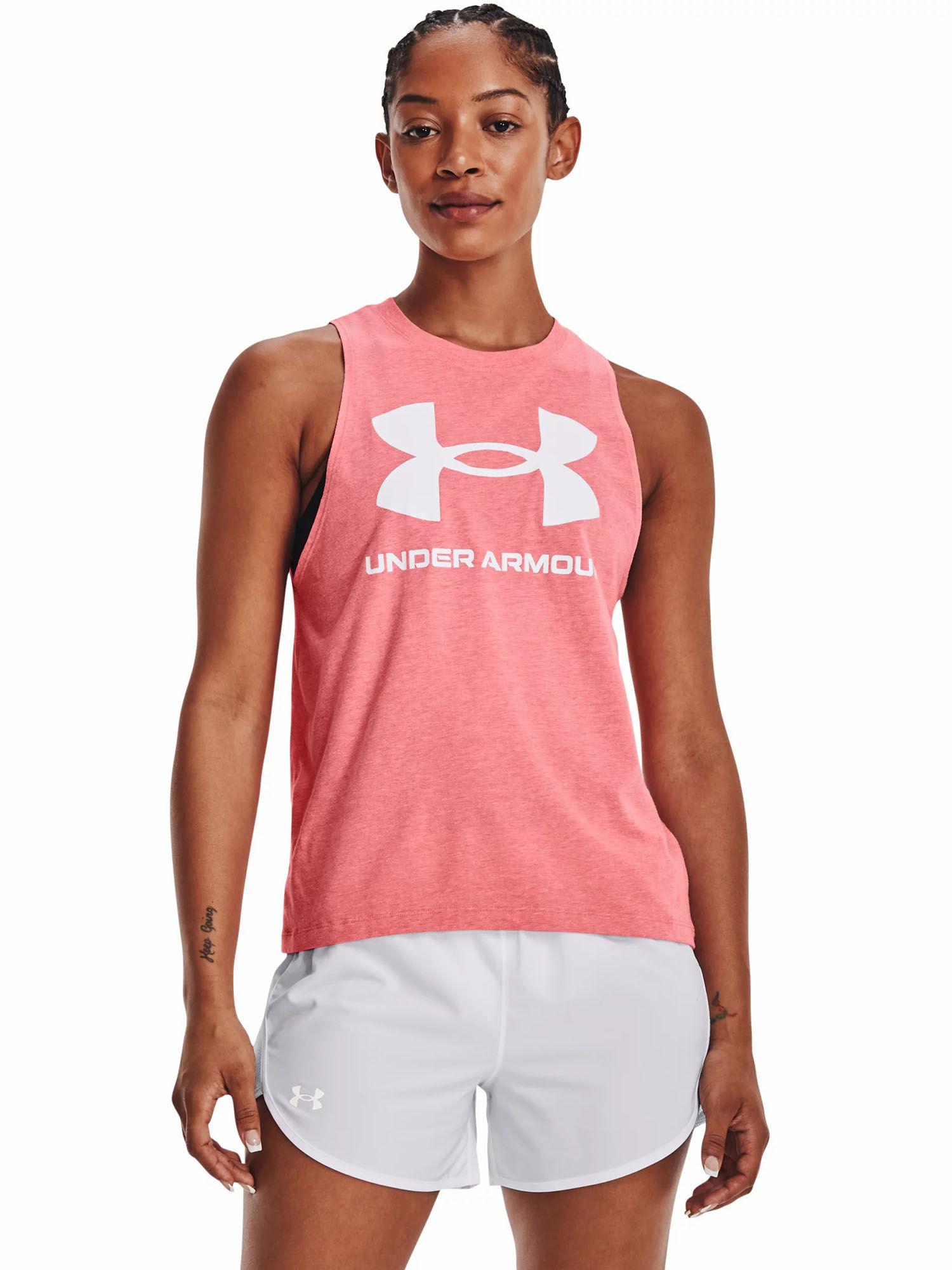 pink w sport style graphic tank top